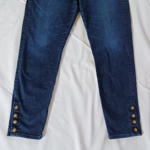 Loft Womens Skinny Jeans Dark Wash Highrise Ankle Length Stretch Size 32 Size 14 - Picture 4 of 14
